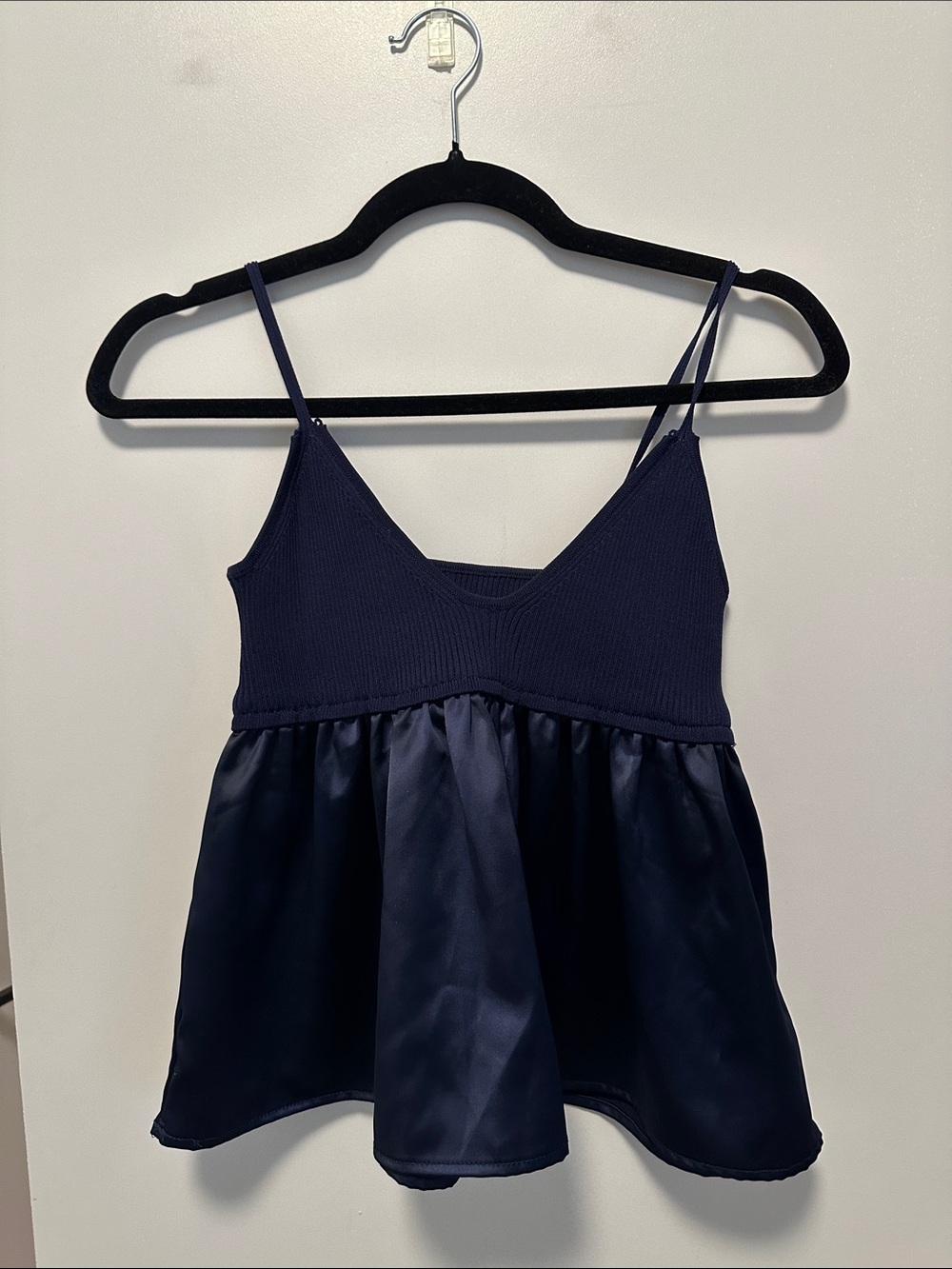 Women’s Navy Satin-Trim Cami Top